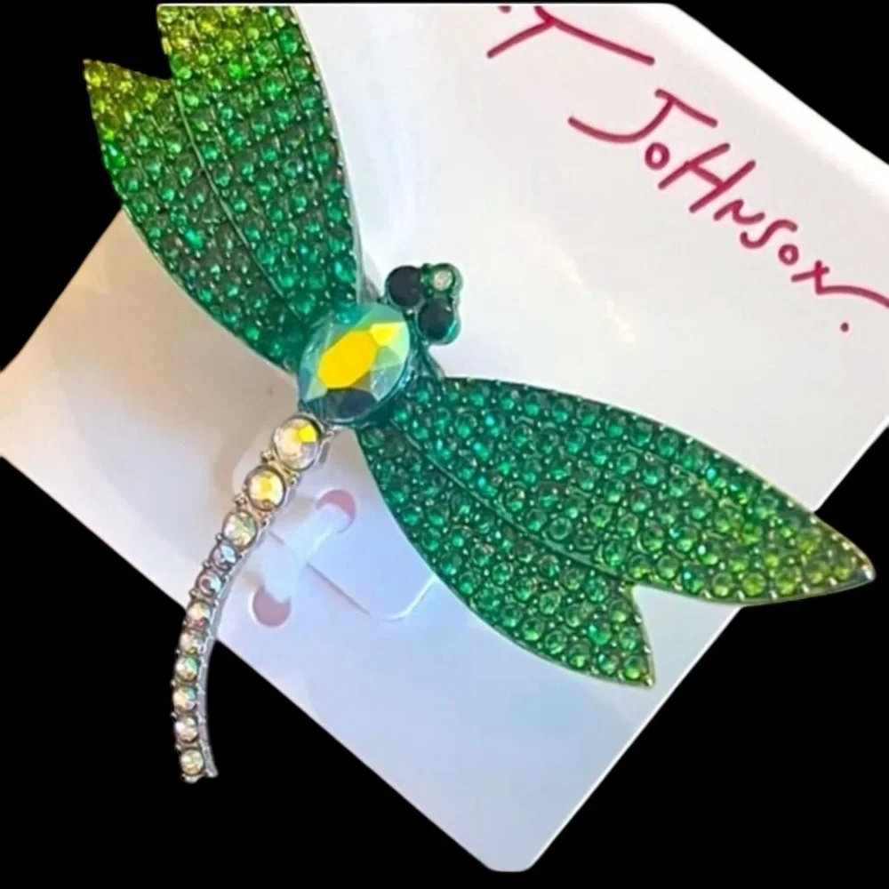 BETSEY JOHNSON Garden Glam Aurora Borealis Crystal Studs Dragonfly Ring NEW NWT